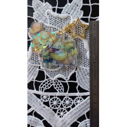 porte-clés acrylique holographique crossover pokemon animal crossing marie et voltoutou