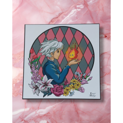 illustration dessin print ghibli le chateau ambulant sophie et calcifer