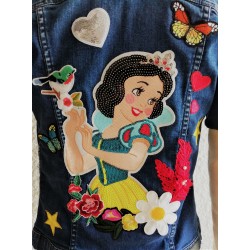veste gilet jean upcyclé personnalisée blanche neige disney snow white