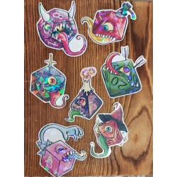 sticker de dé de jeu de rôle en forme de mimique